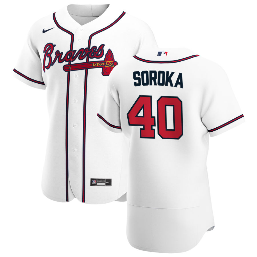 Atlanta Braves #40 Mike Soroka Men Nike White Home 2020 Authentic Player MLB Jersey